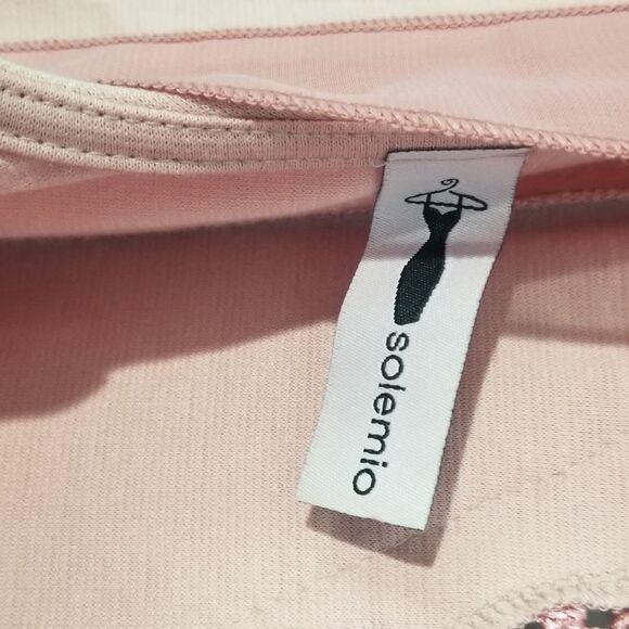 Solemio size small pink lace high neck maxi dress with open back bowtie - Picture 5 of 5